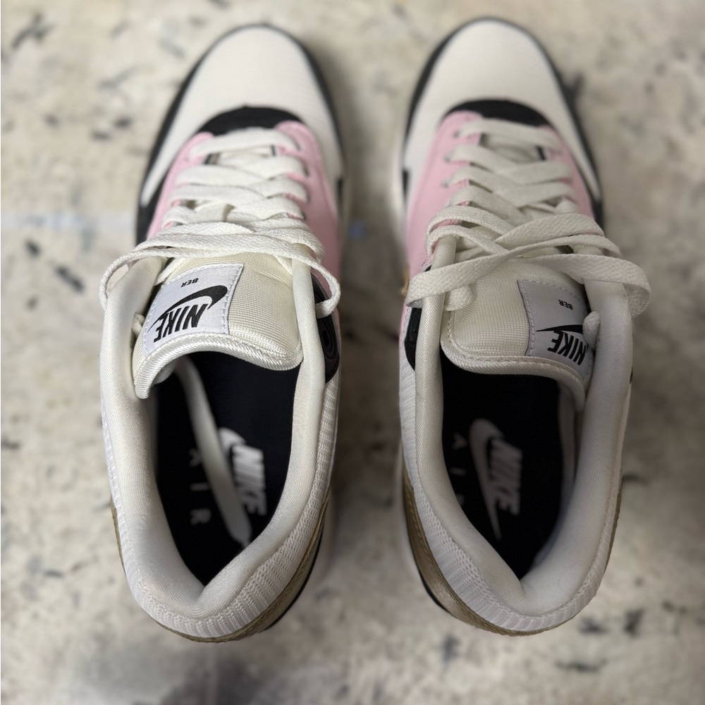 Custom Nike Air Max 1 Women's Sneakers in Pink, Black, and Gold - Picture 4 of 7